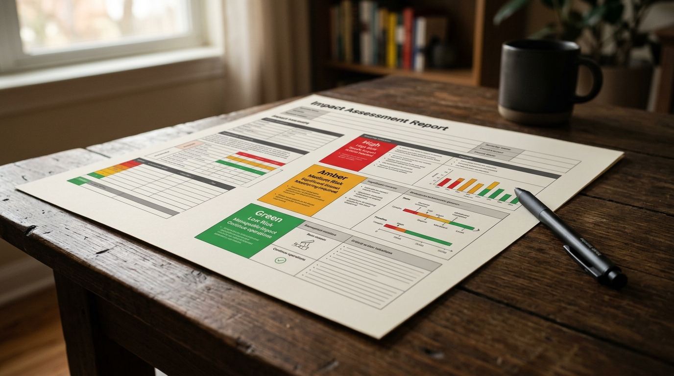 A structured impact assessment with severity ratings and deadlines
